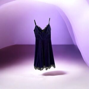 Elegant Purple Lace Trim slip dress